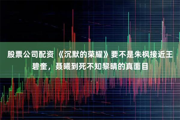 股票公司配资 《沉默的荣耀》要不是朱枫接近王碧奎，聂曦到死不知黎晴的真面目